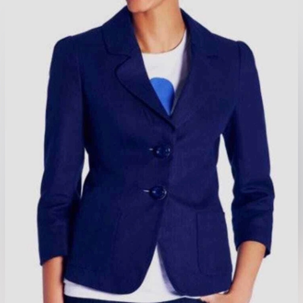 KATE SPADE Tami Linen Jacket Blazer French Blue Size: 4